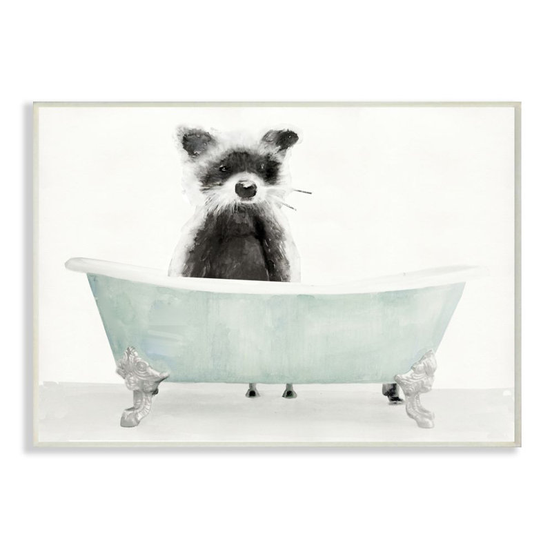 Stupell Industries 'Raccoon in a Tub Funny Animal Bathroom' by Stellar